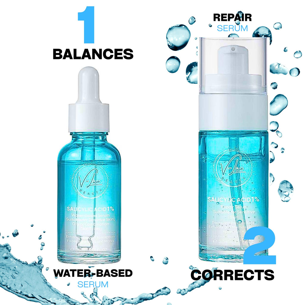 V-Line Beauty Salicylic Acid Serum Set with Collagen | Refine Texture, Balance Oil, Minimize Pores