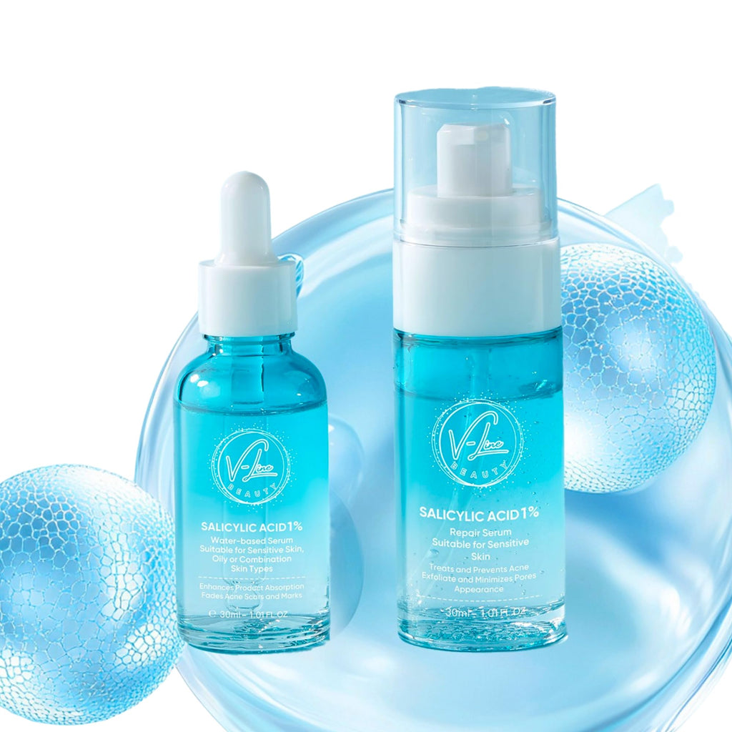 V-Line Beauty Salicylic Acid Serum Set with Collagen | Refine Texture, Balance Oil, Minimize Pores