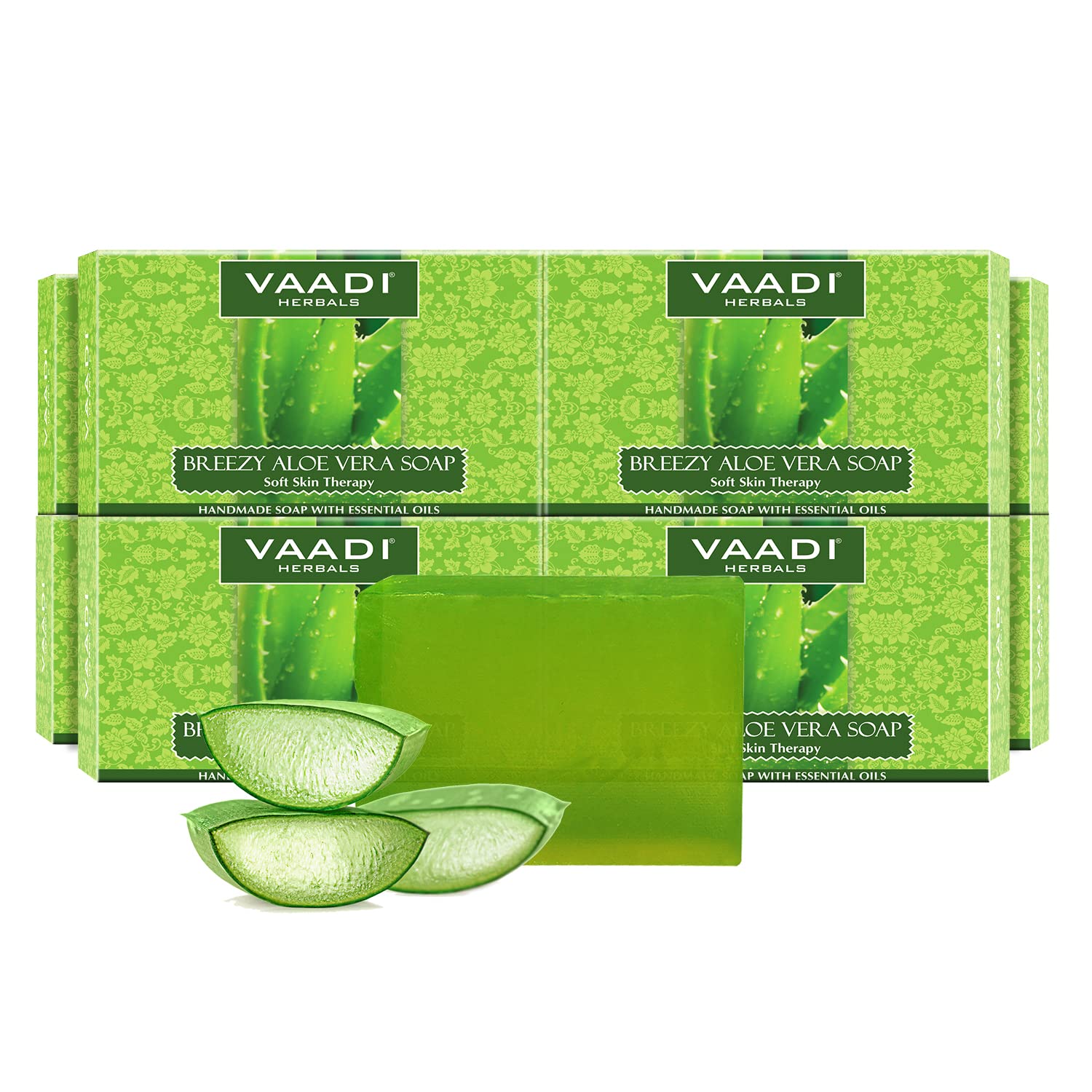 Vaadi Herbals Aloe Vera Soap – Pack of 8 x 75g | Two-Layer Formula with Aloe Vera & Honey