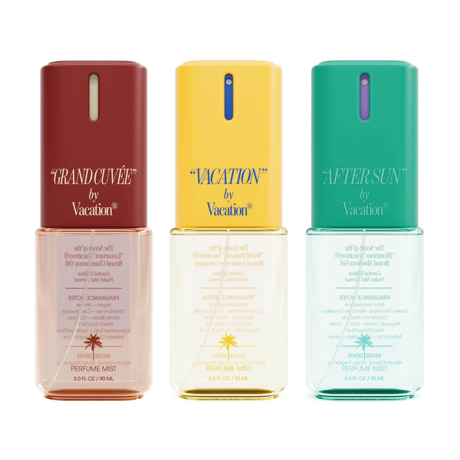VACATION Body Mist Collector’s Set – 3 Travel-Sized Scents for Men & Women (Coconut, Aloe, Argan)