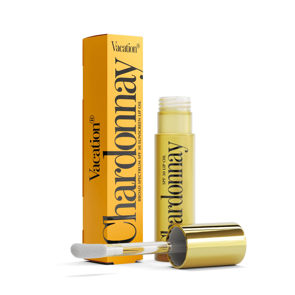 VACATION Chardonnay Lip Oil SPF 30 – Hydrating Vegan Lip Sunscreen, Caramel Vanilla Flavor (Pack of 2)