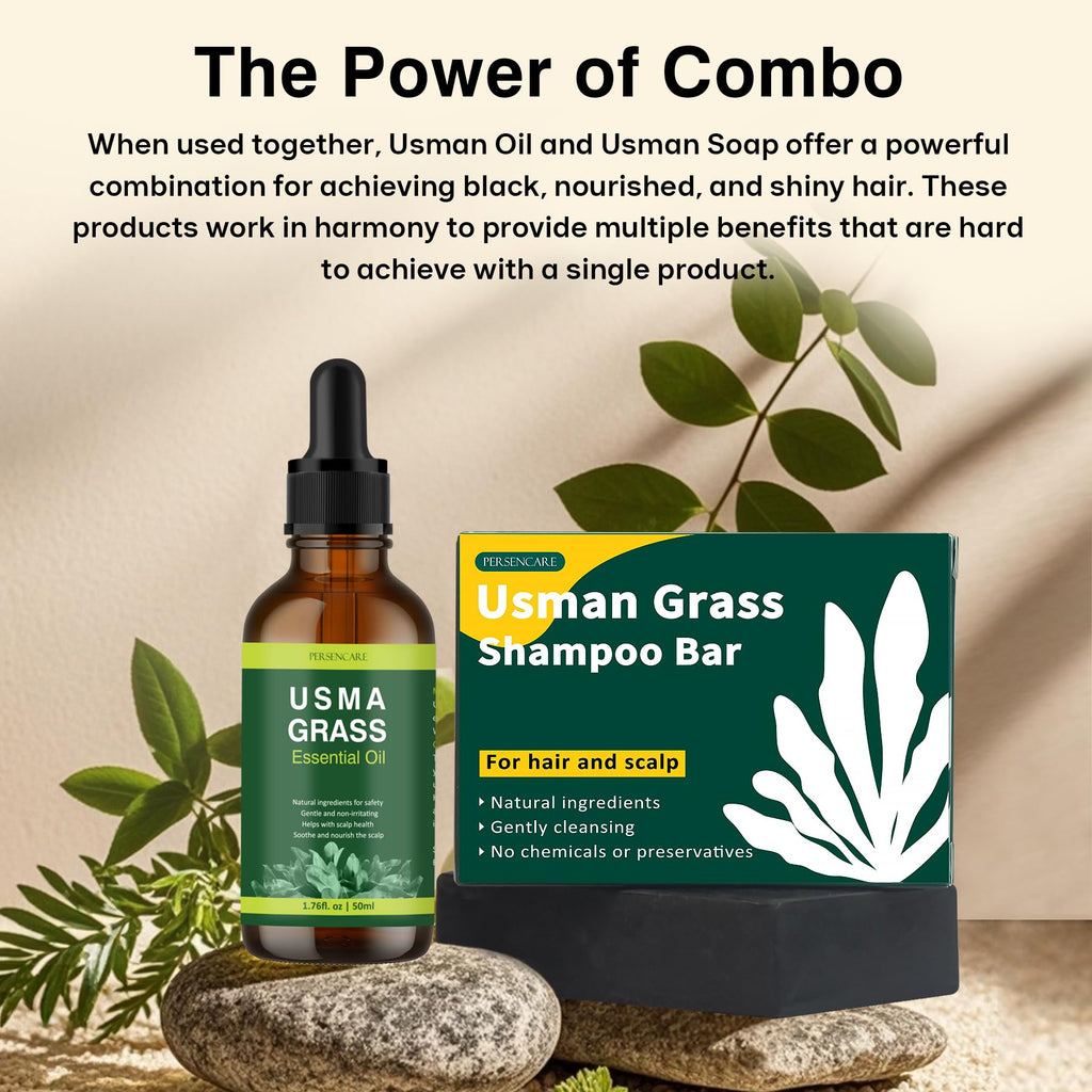VAEYAE Natural Usma Juice Shampoo Bar + Essential Oil Set – Hair Vitality & Darkening