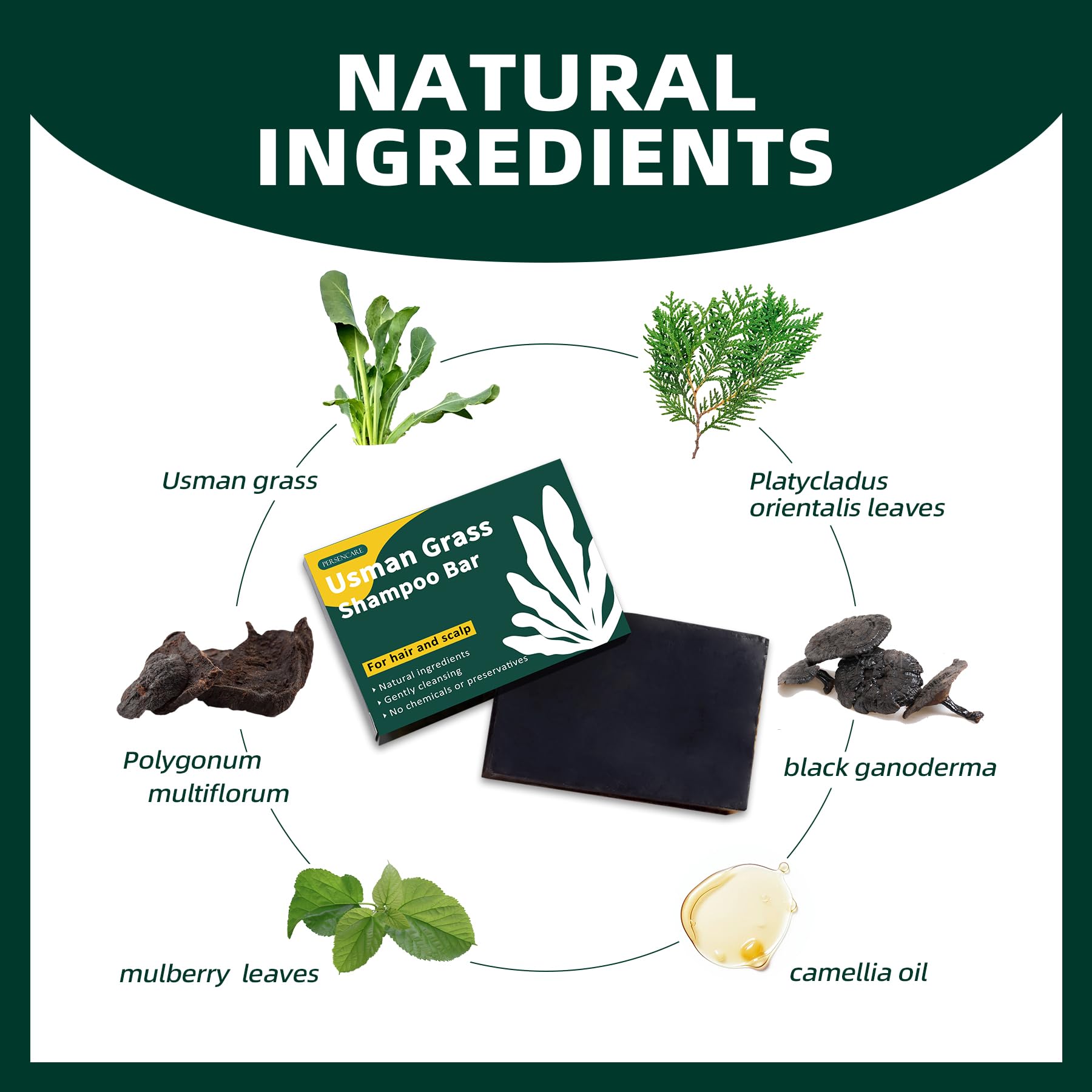 VAEYAE Usman Grass Shampoo Bar – Gray Hair Thickening & Growth (2 Pcs)