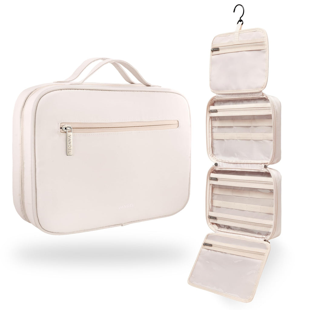 VANDEL Waterproof Hanging Toiletry Bag – 4-Compartment Travel Makeup Organizer
