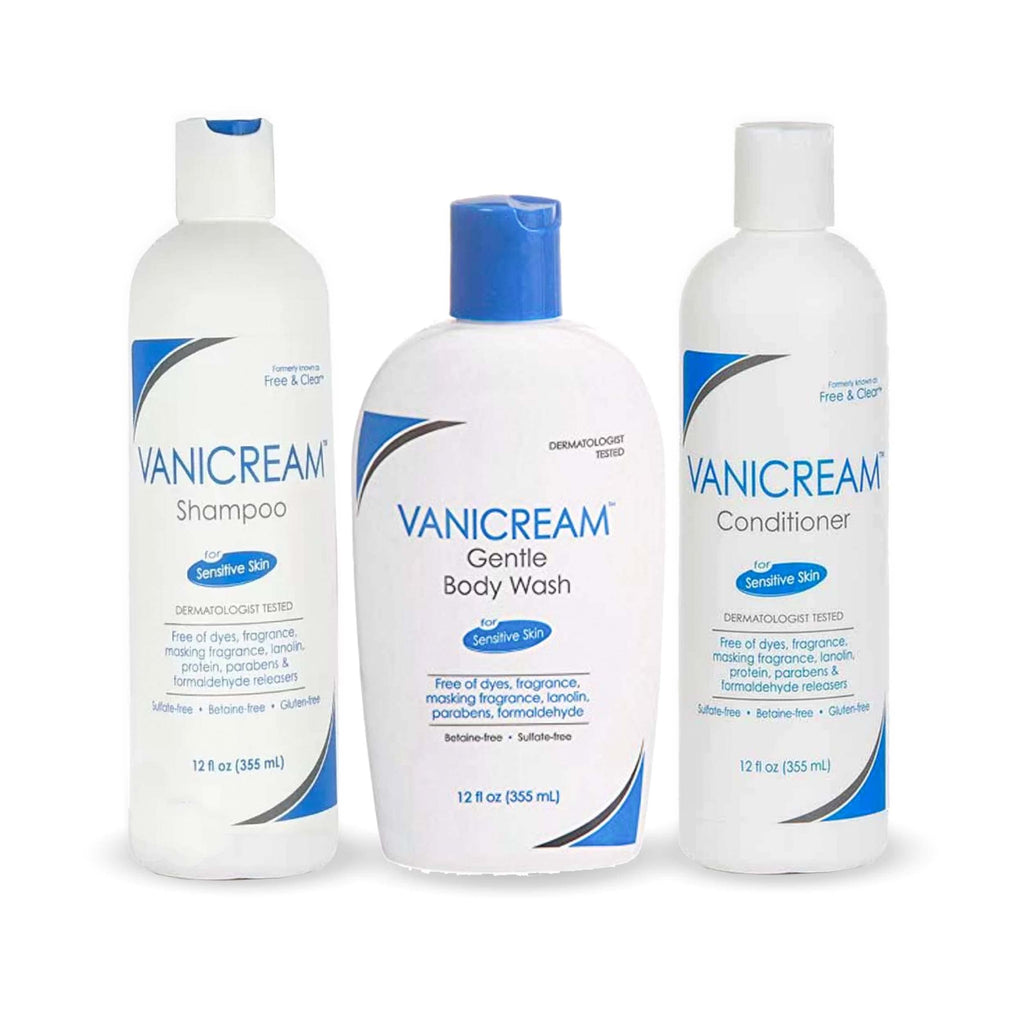 Vanicream Free & Clear Shampoo, Conditioner & Body Wash Set for Sensitive Skin - Fragrance-Free & Paraben-Free