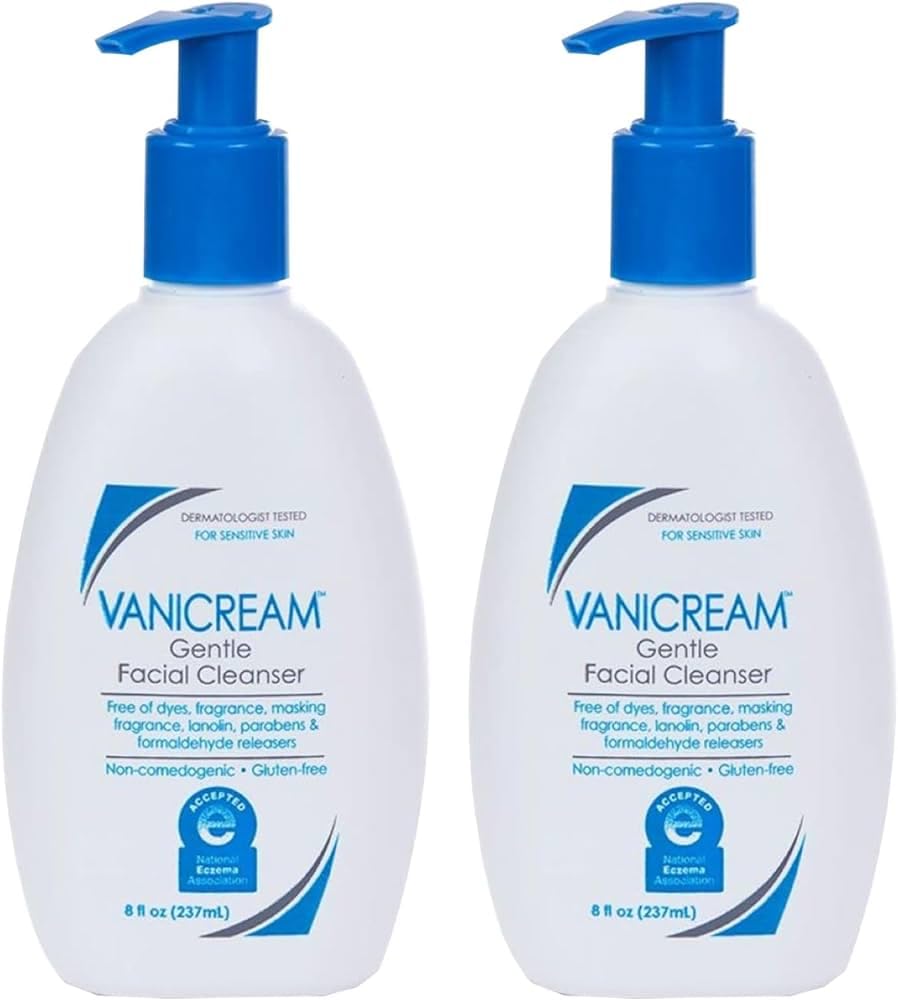 Vanicream Gentle Facial Cleanser 8 Oz - Pack of 2 | Fragrance-Free for Sensitive Skin