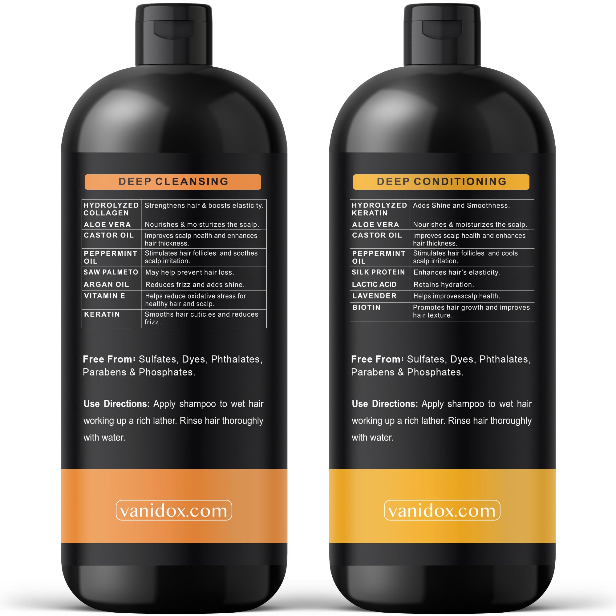 VANIDOX Tea Tree Shampoo & Conditioner Set – Itchy Scalp Relief, Biotin, DHT Blockers, 16 oz