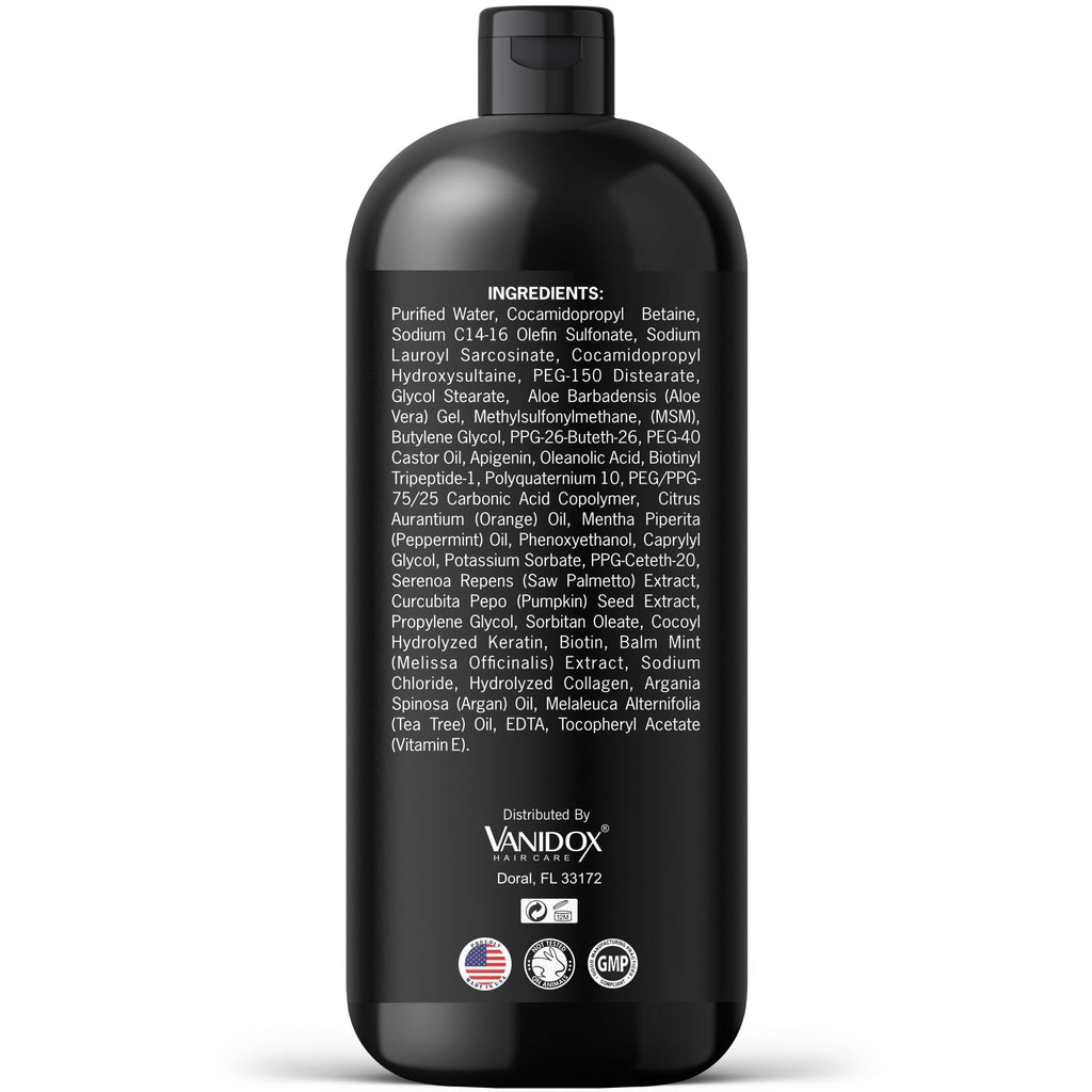 VANIDOX Carbonic Acid Shampoo with DHT Blockers — Sulfate-Free, Biotin & Tea Tree Oil (16 oz)