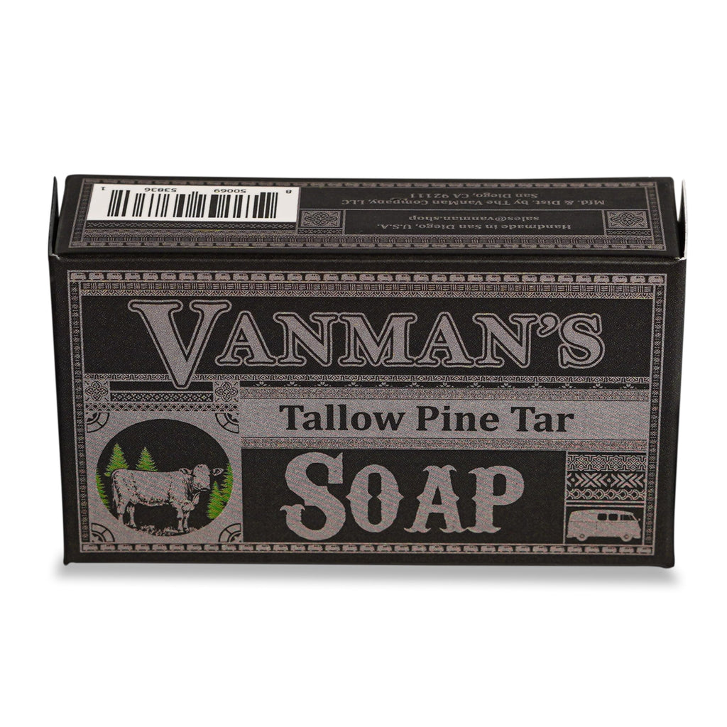 VanMan Tallow & Pine Tar Soap Bar | Grass-Fed Beef Tallow, Oatmeal & Charcoal | Exfoliating Face & Body – 3.8oz | The VanMan Company