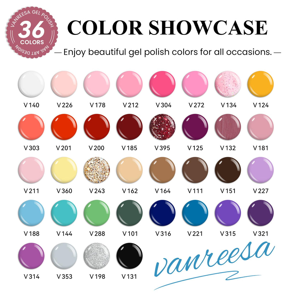 VANREESA Gel Nail Polish Kit with UV Light – 53 Pcs Complete Nail Set