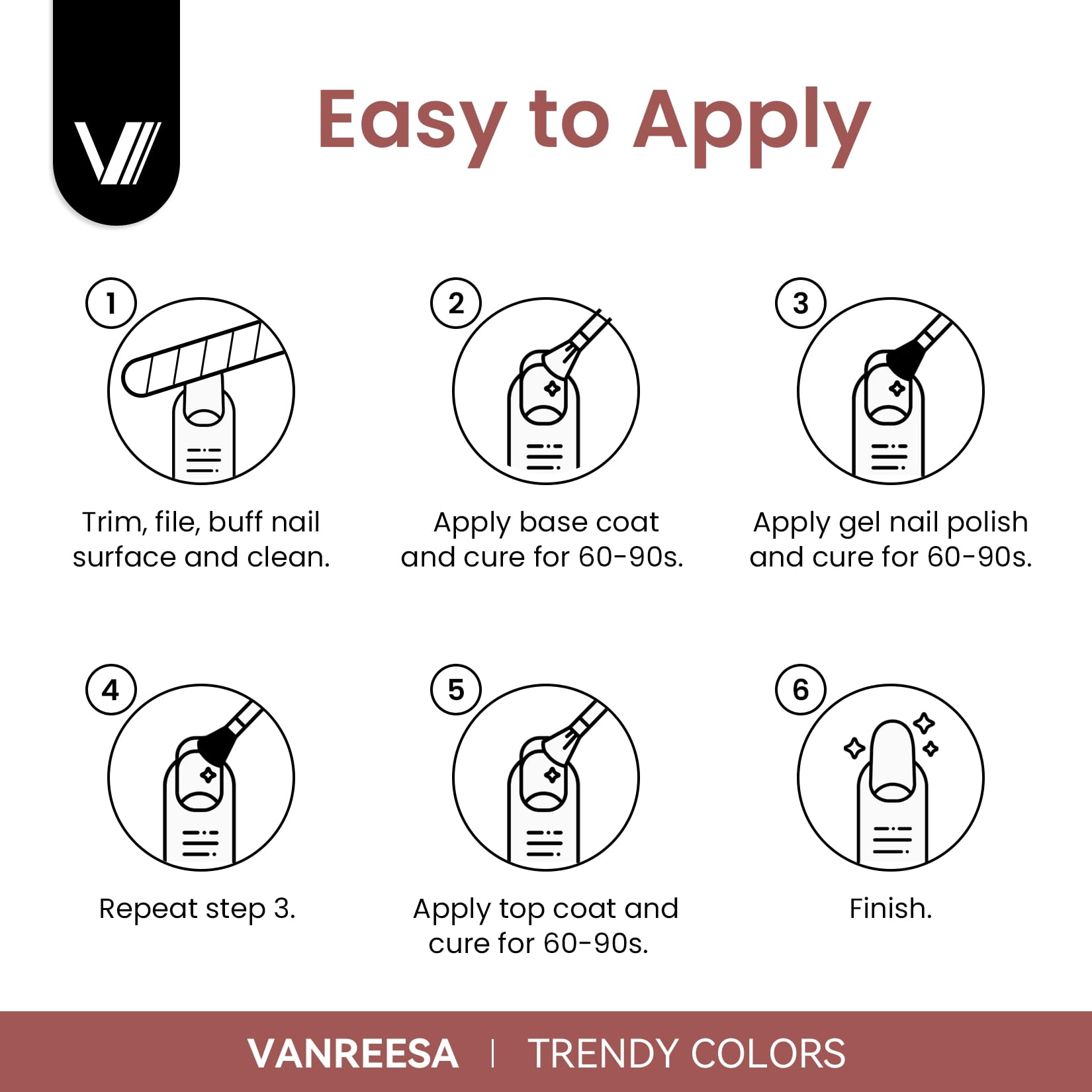 VANREESA 24-Piece Gel Nail Polish Set | 19 Colors + Base Coat & 4 Top Coats