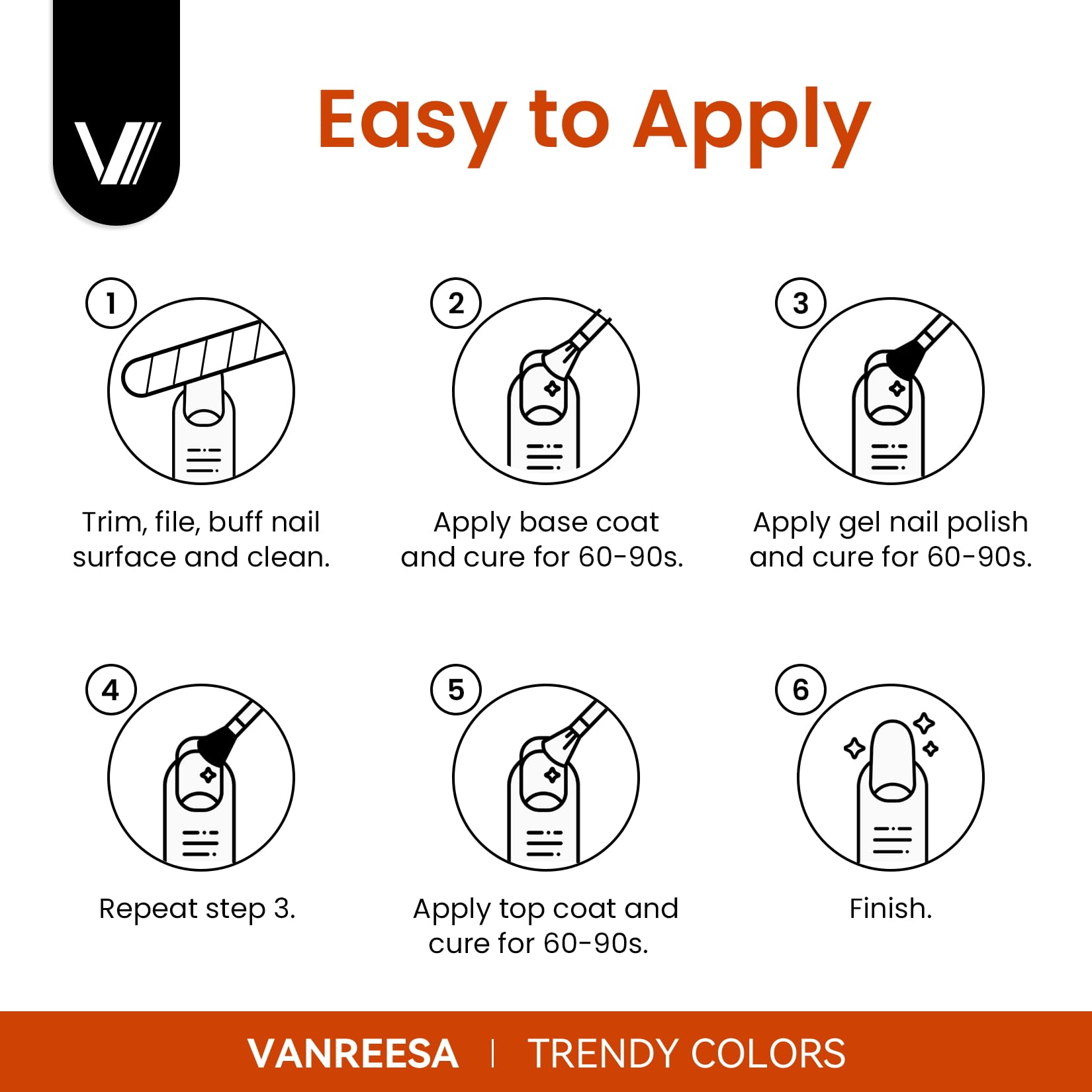 VANREESA 24-Piece Fall Gel Nail Polish Set – 19 Colors + Base Coat & 4 Top Coats