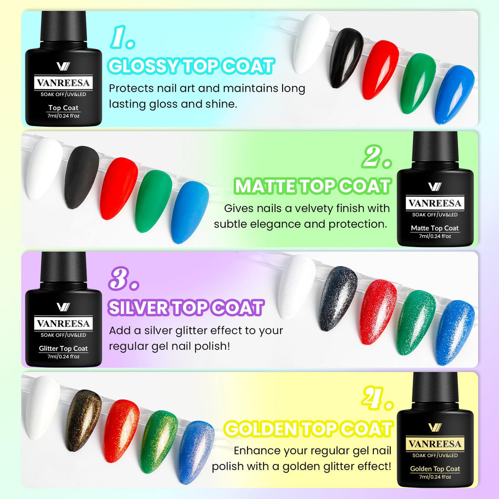 VANREESA 53-Piece Gel Nail Polish Kit with UV Lamp — 36 Colors + Base & 4 Top Coats
