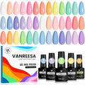 VANREESA 24 Pcs Gel Nail Polish Set – Trendy Spring Colors with Base Coat & 4 Top Coats | DIY Manicure Kit