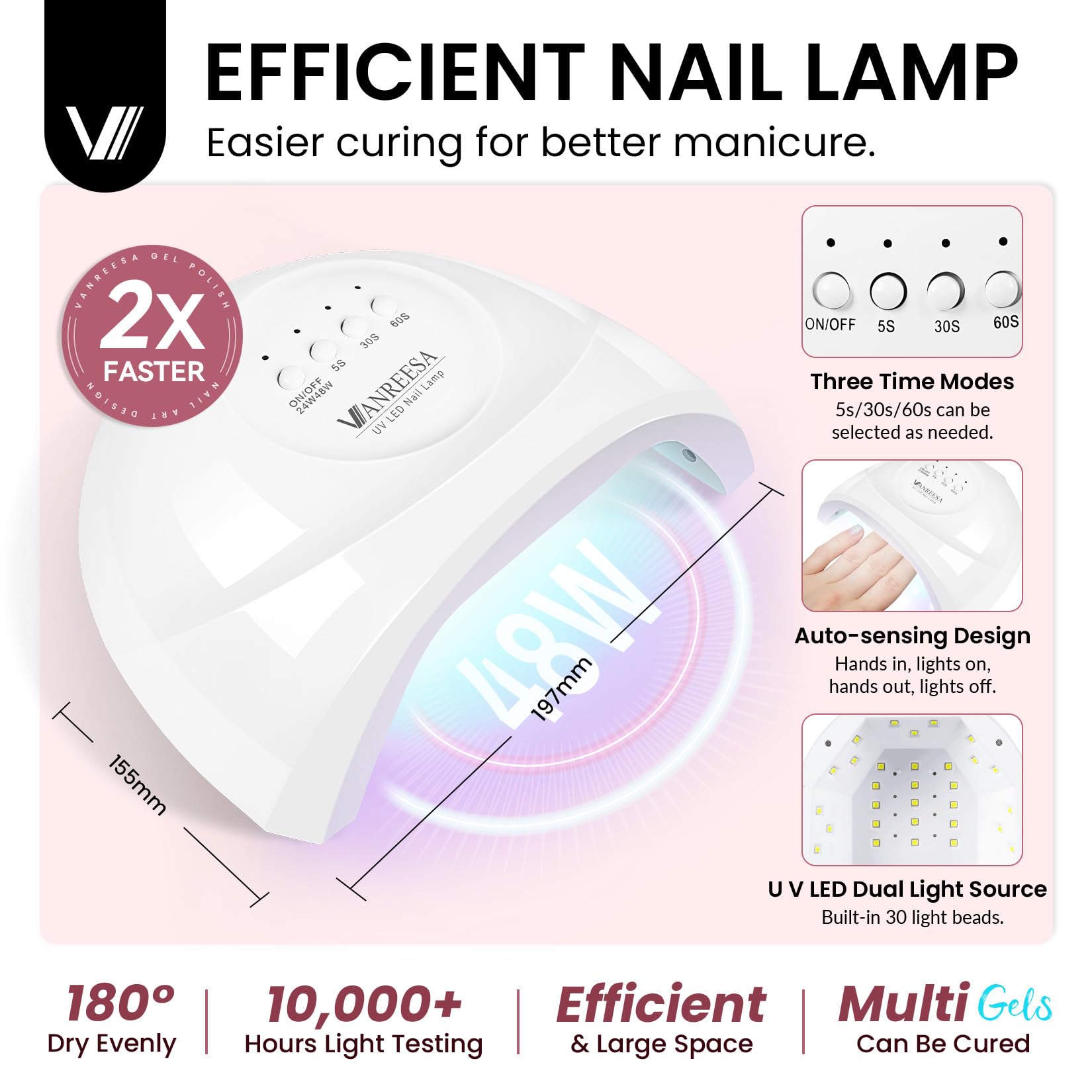 VANREESA Gel Nail Polish Kit with UV Light – 53 Pcs Complete Nail Set