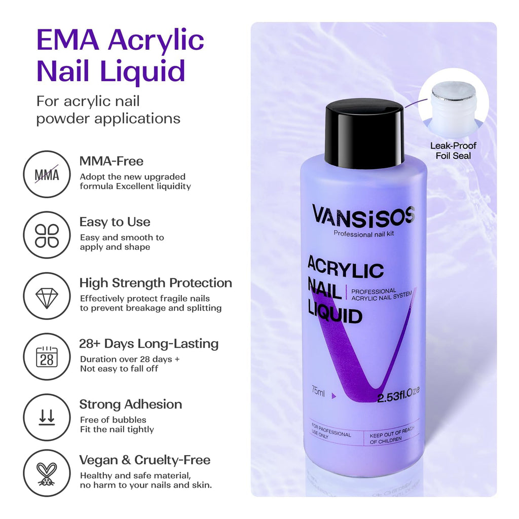 VANSISOS Acrylic Nail Kit for Beginners — Complete DIY Salon Set with Drill & Powder