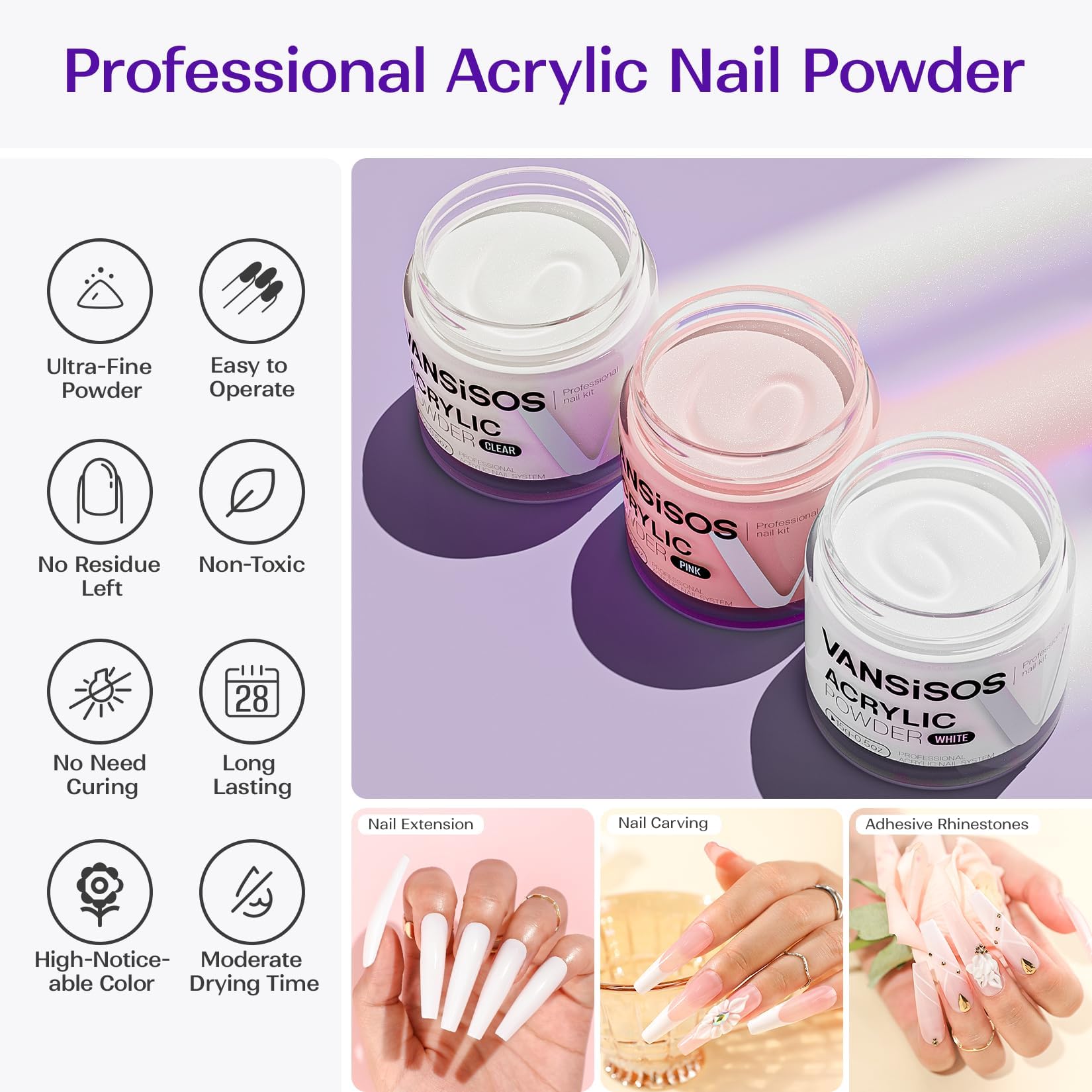 VANSISOS Acrylic Nail Kit for Beginners — Complete DIY Salon Set with Drill & Powder