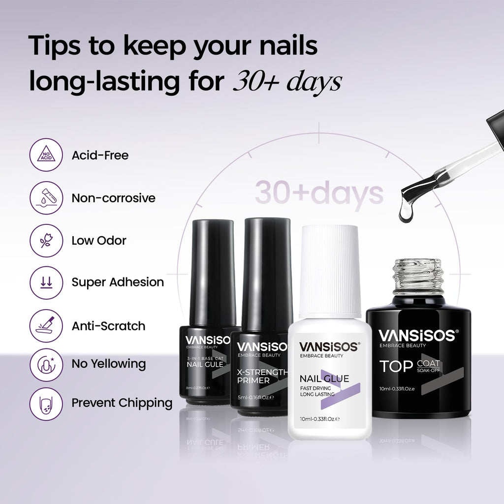 VANSISOS Professional Beginner Nail Kit with Drill – Complete Acrylic Set with Glitter Powder
