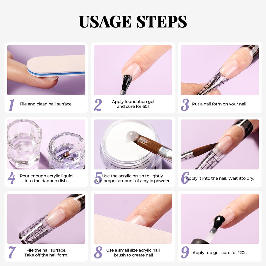 VANSISOS Acrylic Nail Kit for Beginners — 24 Colors, Quick-Dry Liquid, Complete Set