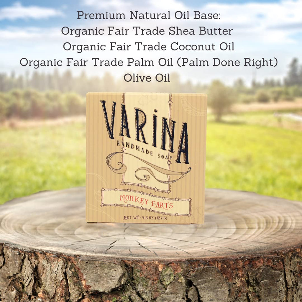 Varina Monkey Farts Bar Soap - Gentle Fruity Cleanser for Sensitive Skin (3-Pack)