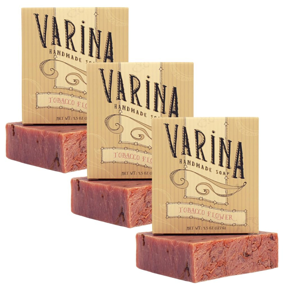 Varina Natural Tobacco Flower Bar Soap – Gentle Cleansing for Sensitive Skin (3 Pack)
