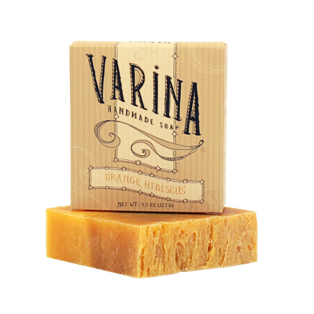 Varina Organic Orange Hibiscus Bar Soap — Gentle Cleansing for Sensitive Skin, Fruity - 3 Pack