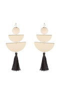Varine Triple Drop Geo Tassel Earrings - Black