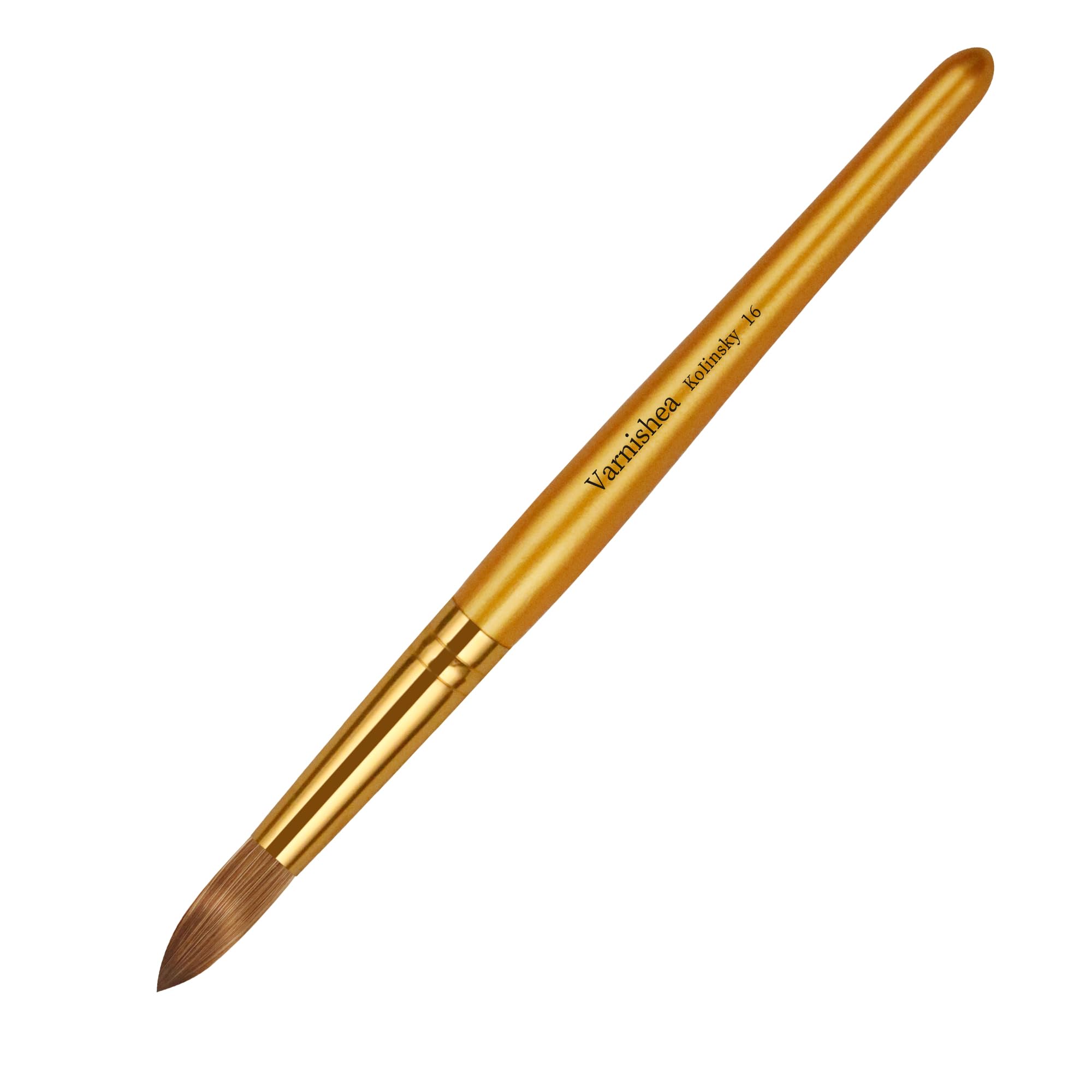 varnishea Kolinsky Acrylic Nail Brush with Golded Solid Wood Handle – Size 16