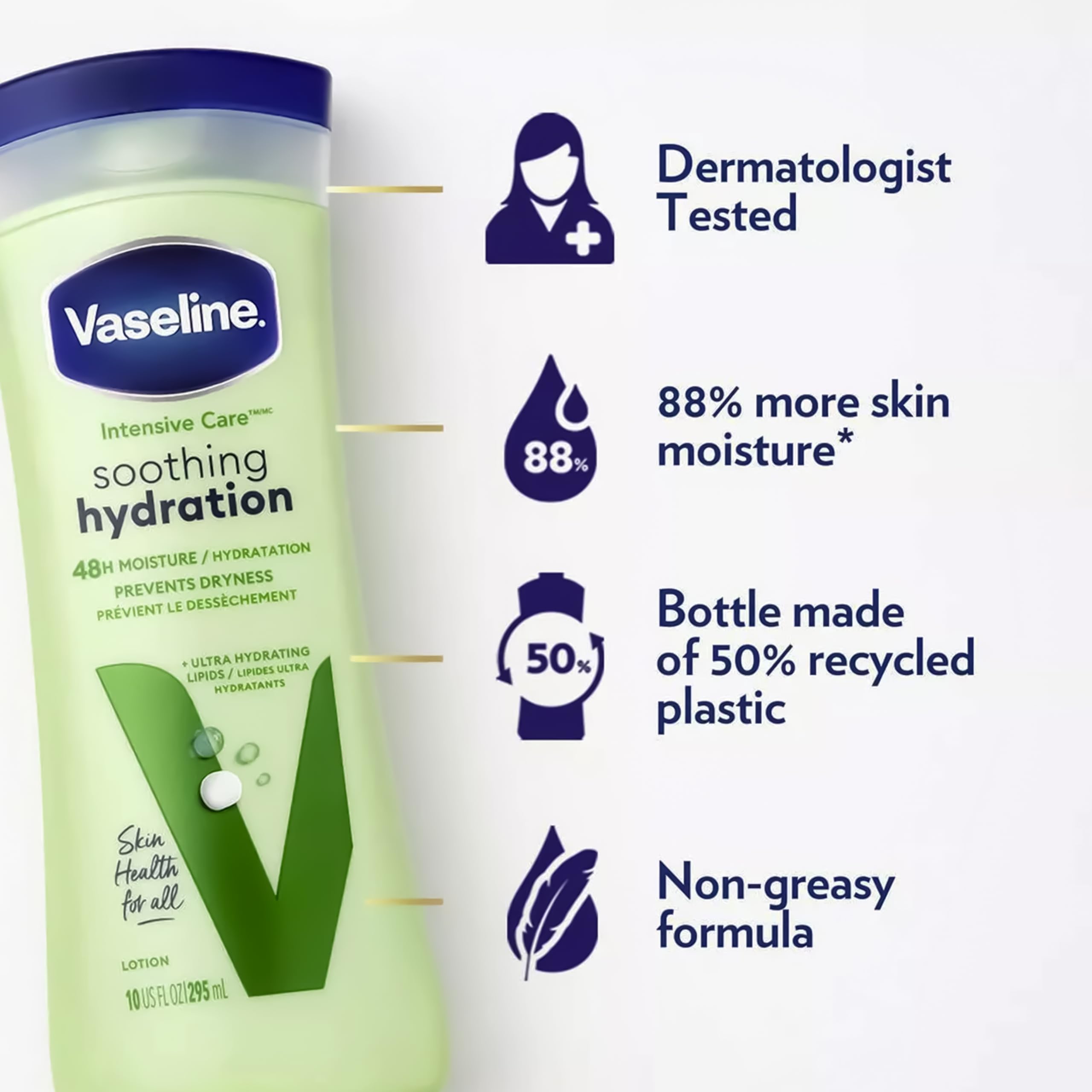 Vaseline Soothing Hydration 6-Pack – Intensive Care Moisturizing Lotion with Aloe, 10 oz Each