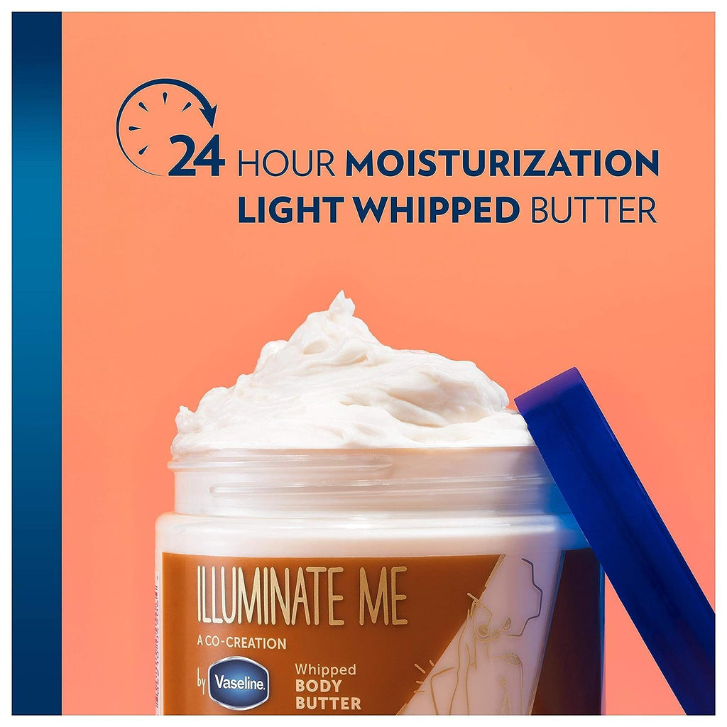 Vaseline Illuminate Me Whipped Body Butter – 11 oz, Pack of 6 for Glowing, Hydrated Skin