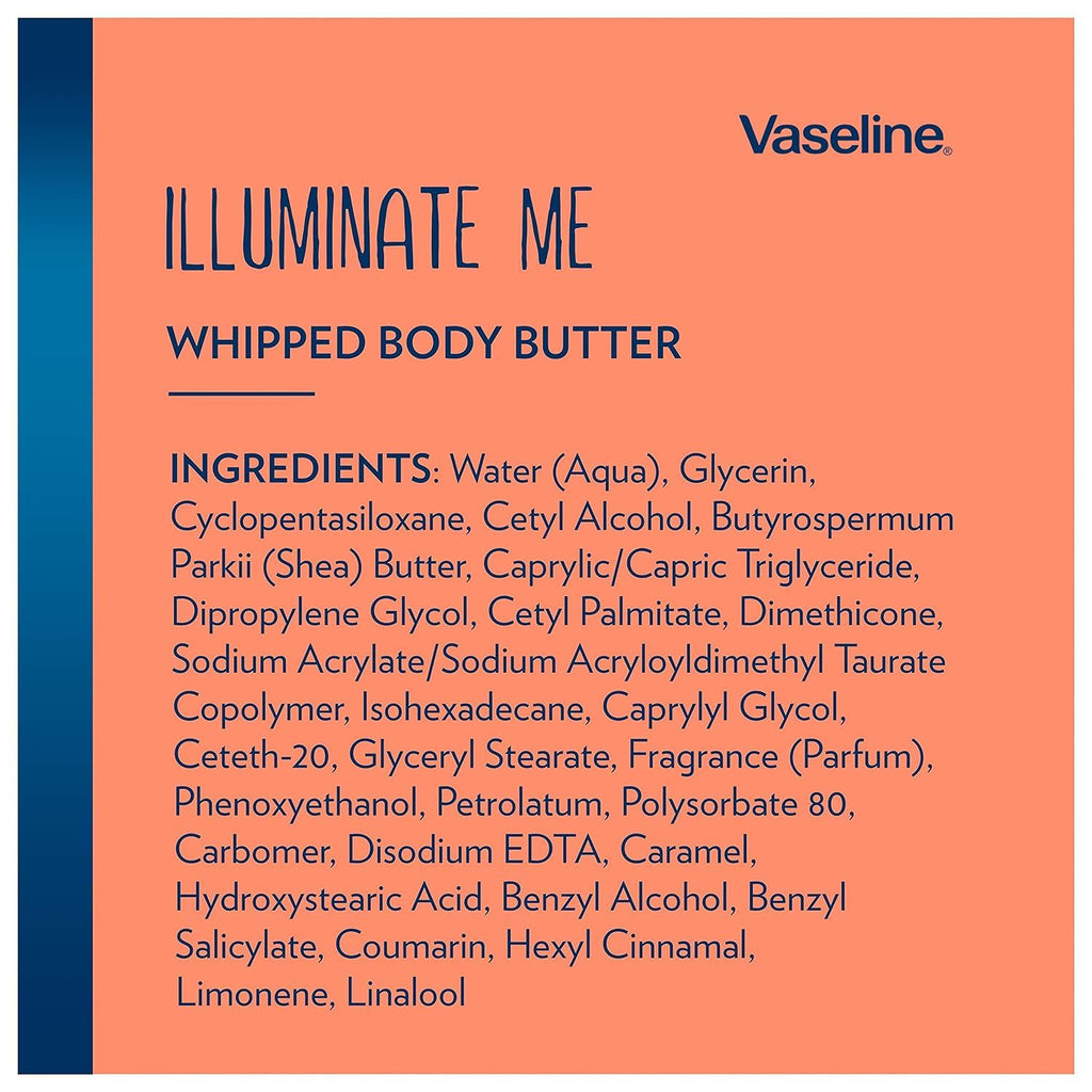 Vaseline Illuminate Me Whipped Body Butter – 11 oz, Pack of 6 for Glowing, Hydrated Skin
