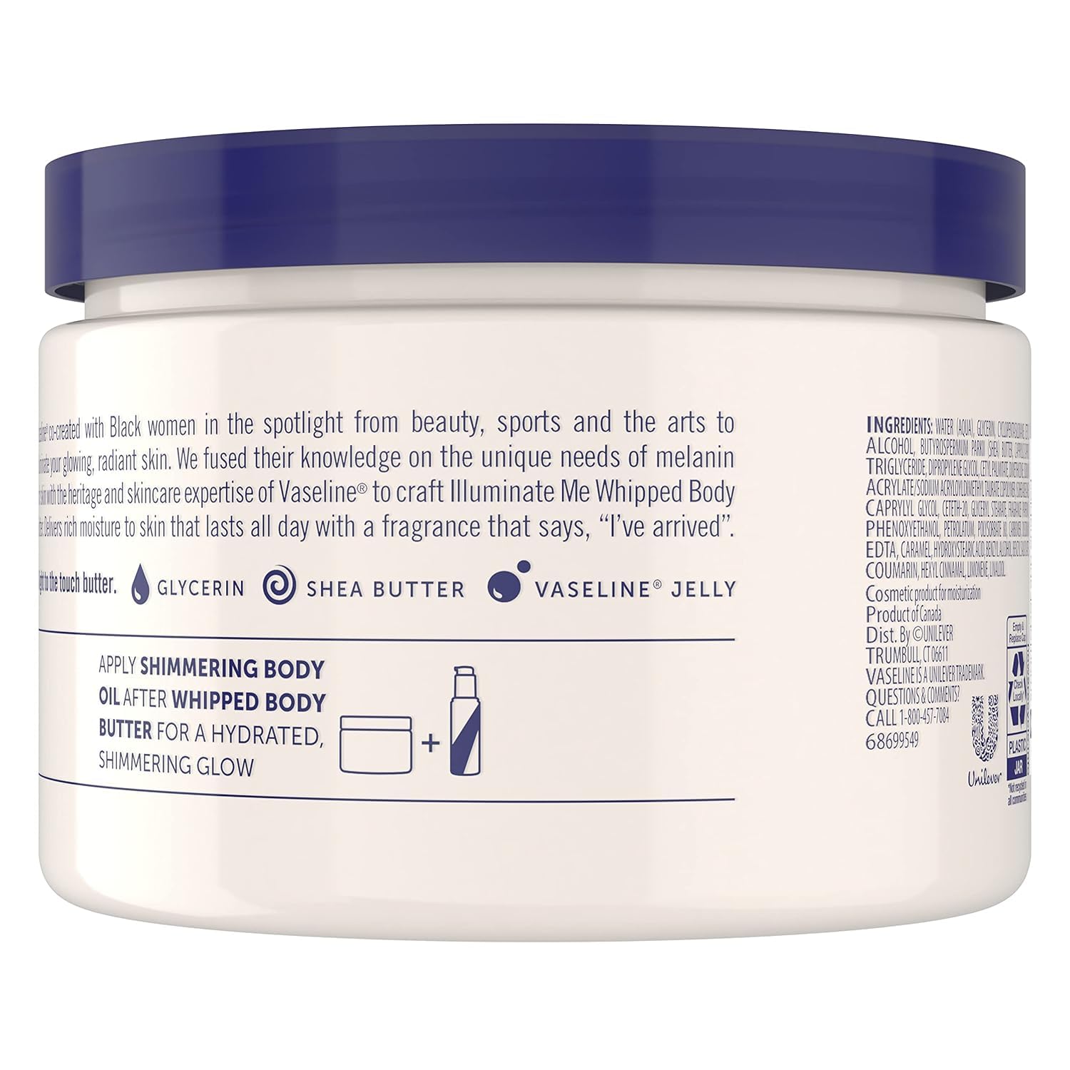 Vaseline Illuminate Me Whipped Body Butter – 11 oz, Pack of 6 for Glowing, Hydrated Skin