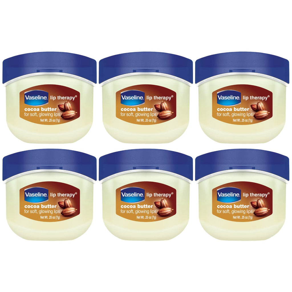 Vaseline Lip Therapy Cocoa Butter 6-Pack – Mini Lip Balms (0.25 oz each)