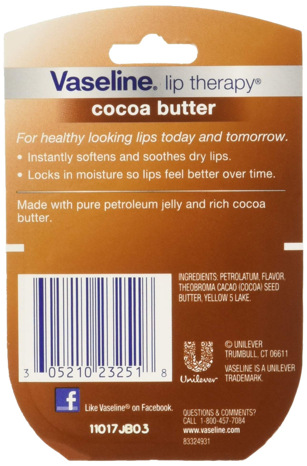 Vaseline Lip Therapy Cocoa Butter – Pack of 5 Lip Balms