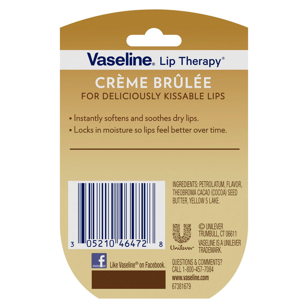 Vaseline Lip Therapy Creme Brulee Mini 12-Pack – Moisturizing Lip Balm for Soft Lips