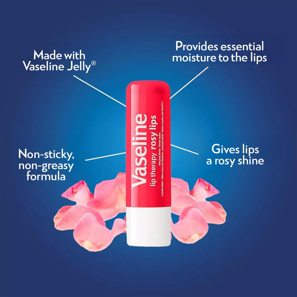 Vaseline Lip Therapy Bulk Lip Balm – Rosy Lips & Original, 24 Sticks (0.16 oz each)