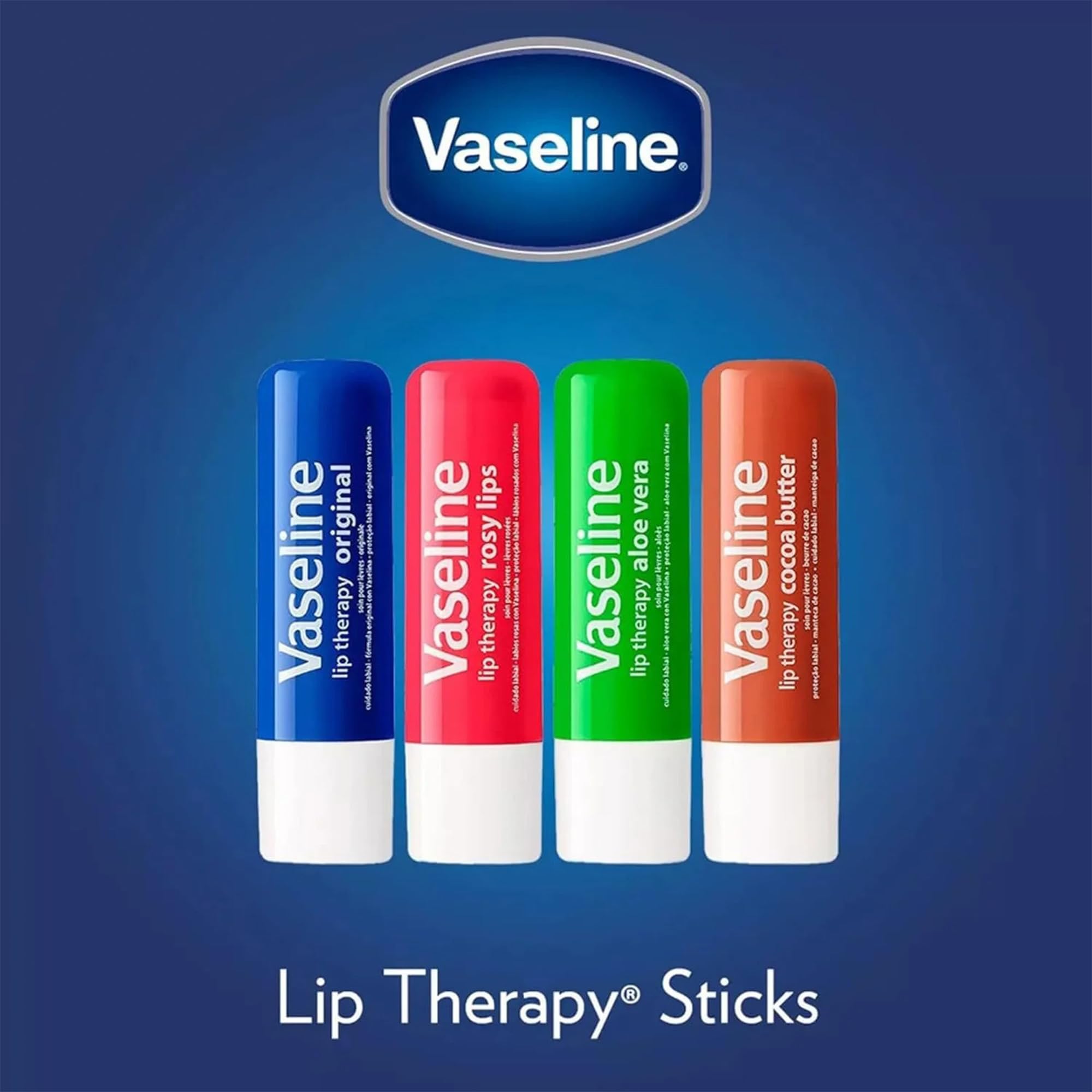 Vaseline Lip Therapy Bulk Lip Balm – Rosy Lips & Original, 24 Sticks (0.16 oz each)