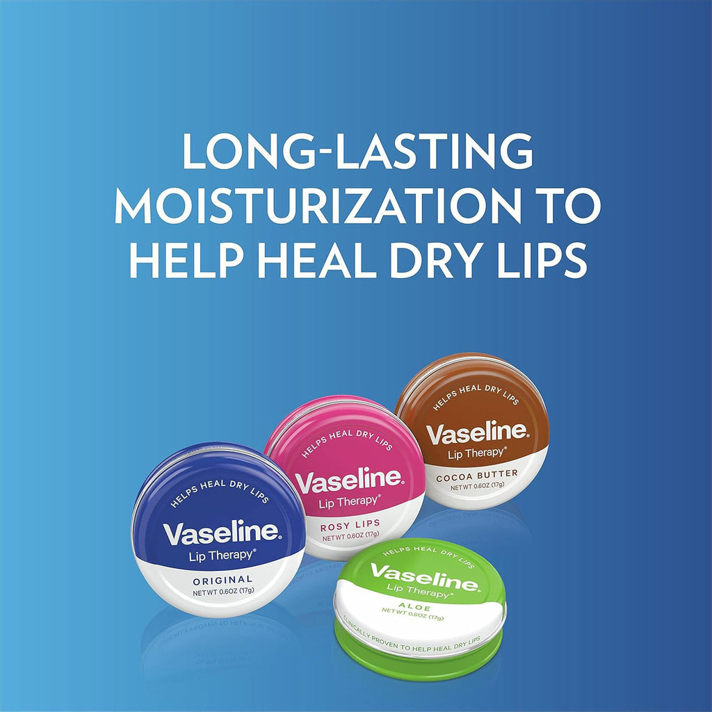 Vaseline Lip Therapy Rosy Lips Tin 3-Pack – Tinted Lip Balm for Soft, Smooth Lips (0.6 oz Each)