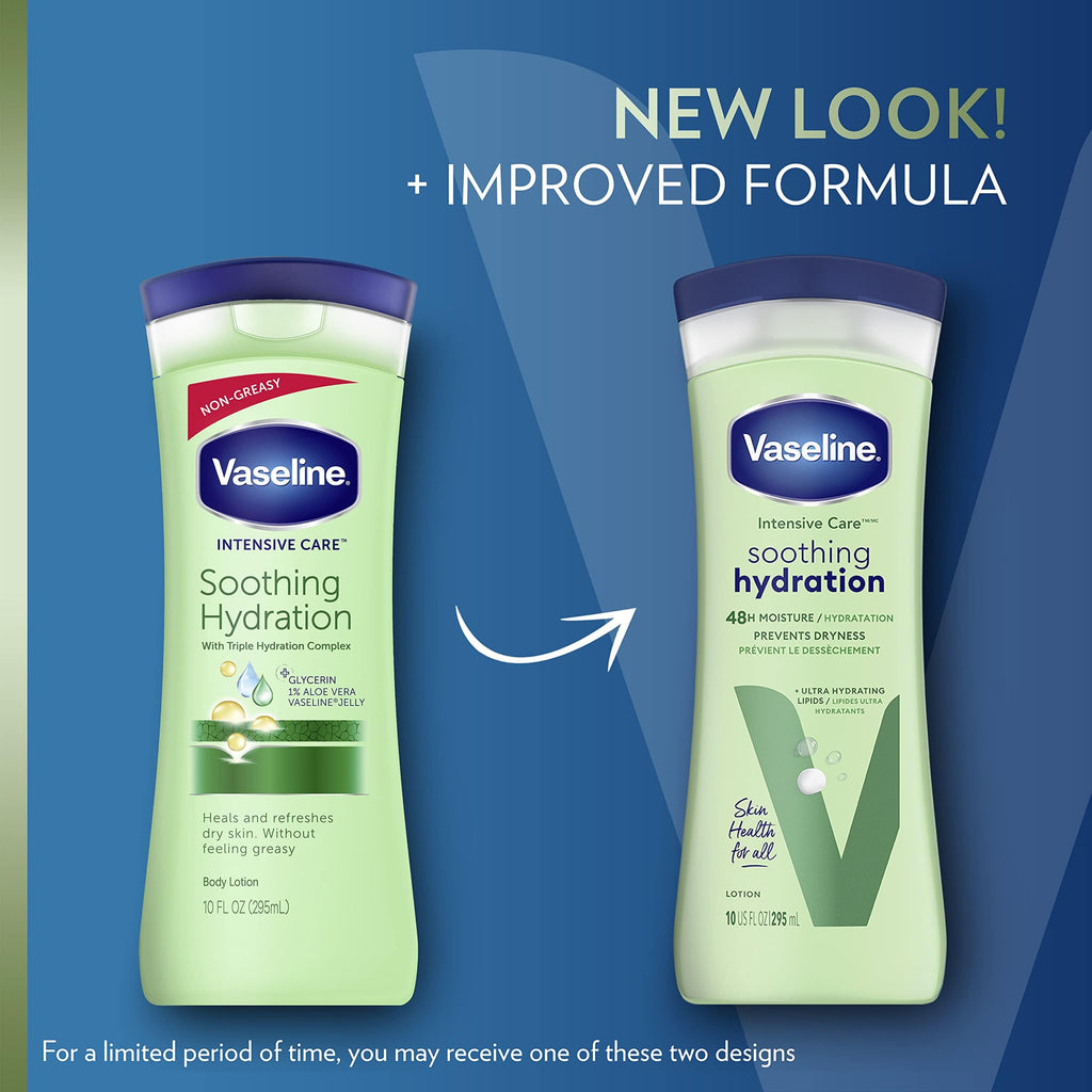 Vaseline Soothing Hydration 6-Pack – Intensive Care Moisturizing Lotion with Aloe, 10 oz Each