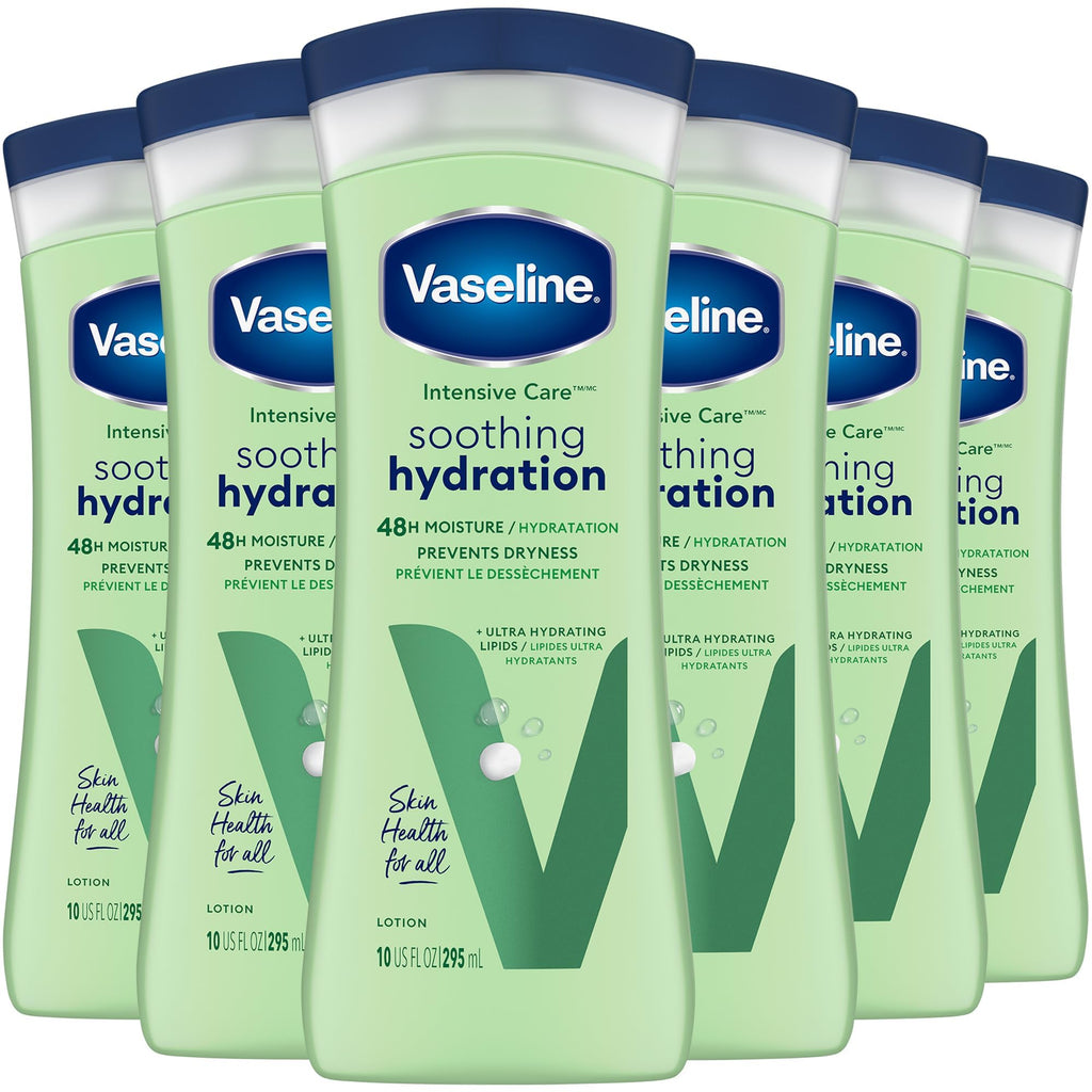 Vaseline Soothing Hydration 6-Pack – Intensive Care Moisturizing Lotion with Aloe, 10 oz Each
