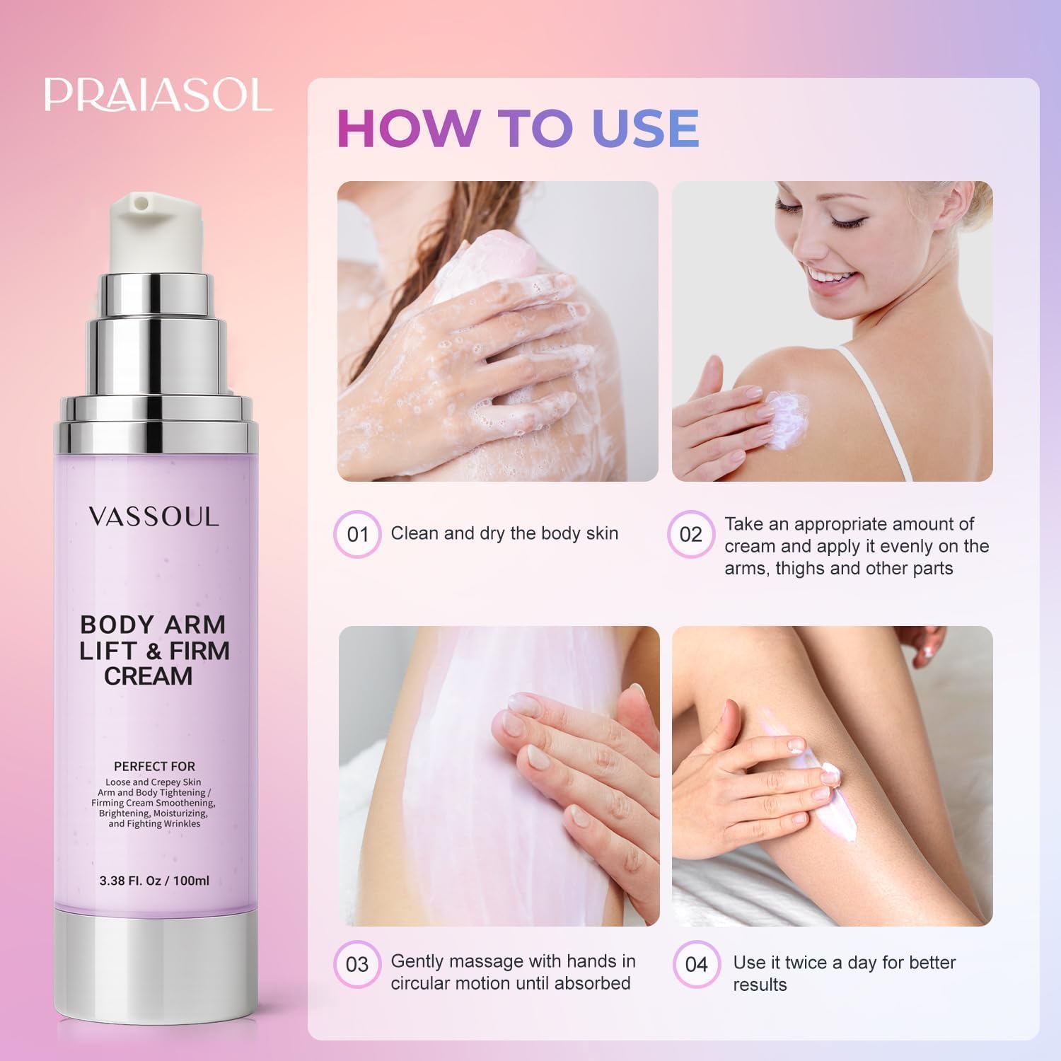 VASSOUL Lift & Firm Arm Cream – Skin Tightening for Arms, Thighs & Butt (100 ml)