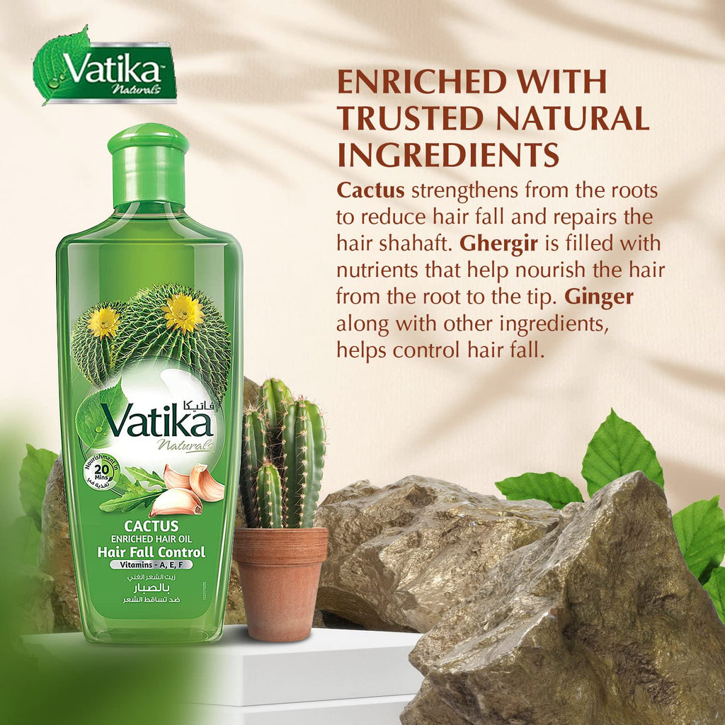 Vatika Naturals Cactus Enriched Hair Oil – Strengthen Roots, Reduce Breakage, 300ml