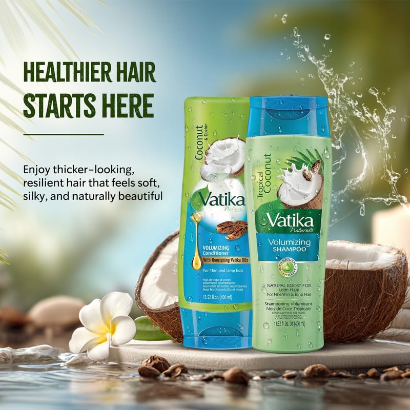 Vatika Naturals Coconut Shampoo & Conditioner – Nourish, Strengthen Roots, Control Frizz