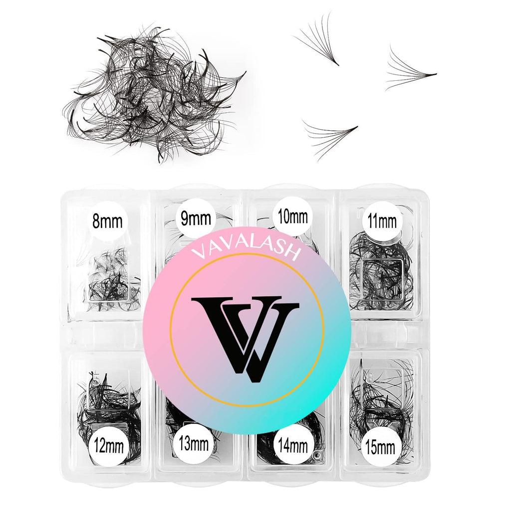 VAVALASH 600 Premade Lash Fans – 8-15mm Mixed Lengths, Thin Base, Easy Application