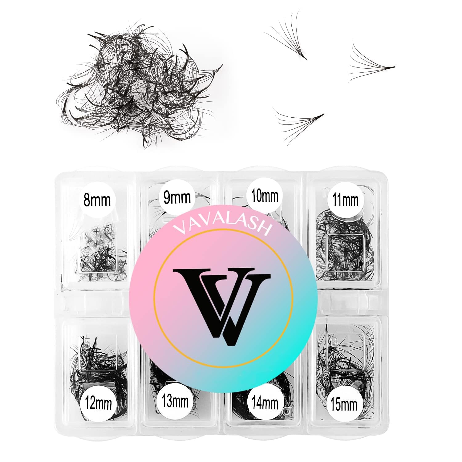 VAVALASH 600 Premade Lash Fans – 8-15mm Mixed Lengths, Thin Base, Easy Application