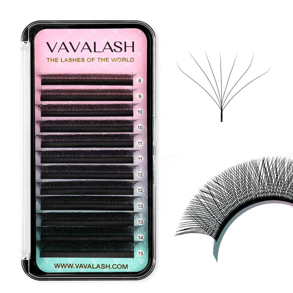 VAVALASH 7D W Shape Eyelash Extensions – Premade Fans 0.07 C Curl 8-15mm