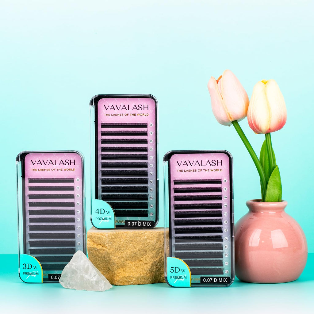 VAVALASH U 5D Lash Extensions – C Curl 0.07mm, 8–15mm Mix Tray, 5D UU Lash Fans, U-Shaped Natural Wispy Lashes