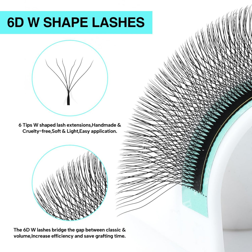 VAVALASH W-shaped 6D Premade Fans 0.07 L Curl – Easy Fanning, Matte Black Volume Lashes (8-15mm)