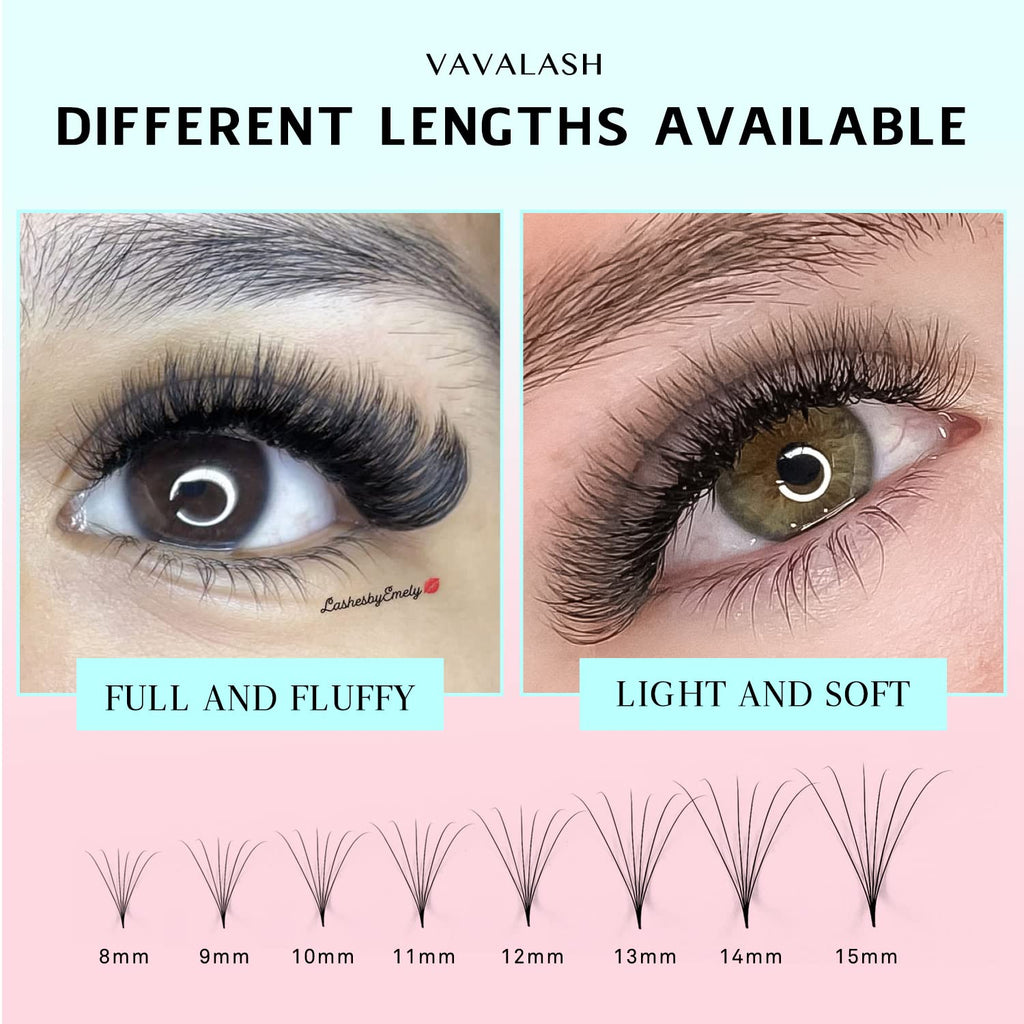 VAVALASH 600 Premade Lash Fans – 8-15mm Mixed Lengths, Thin Base, Easy Application