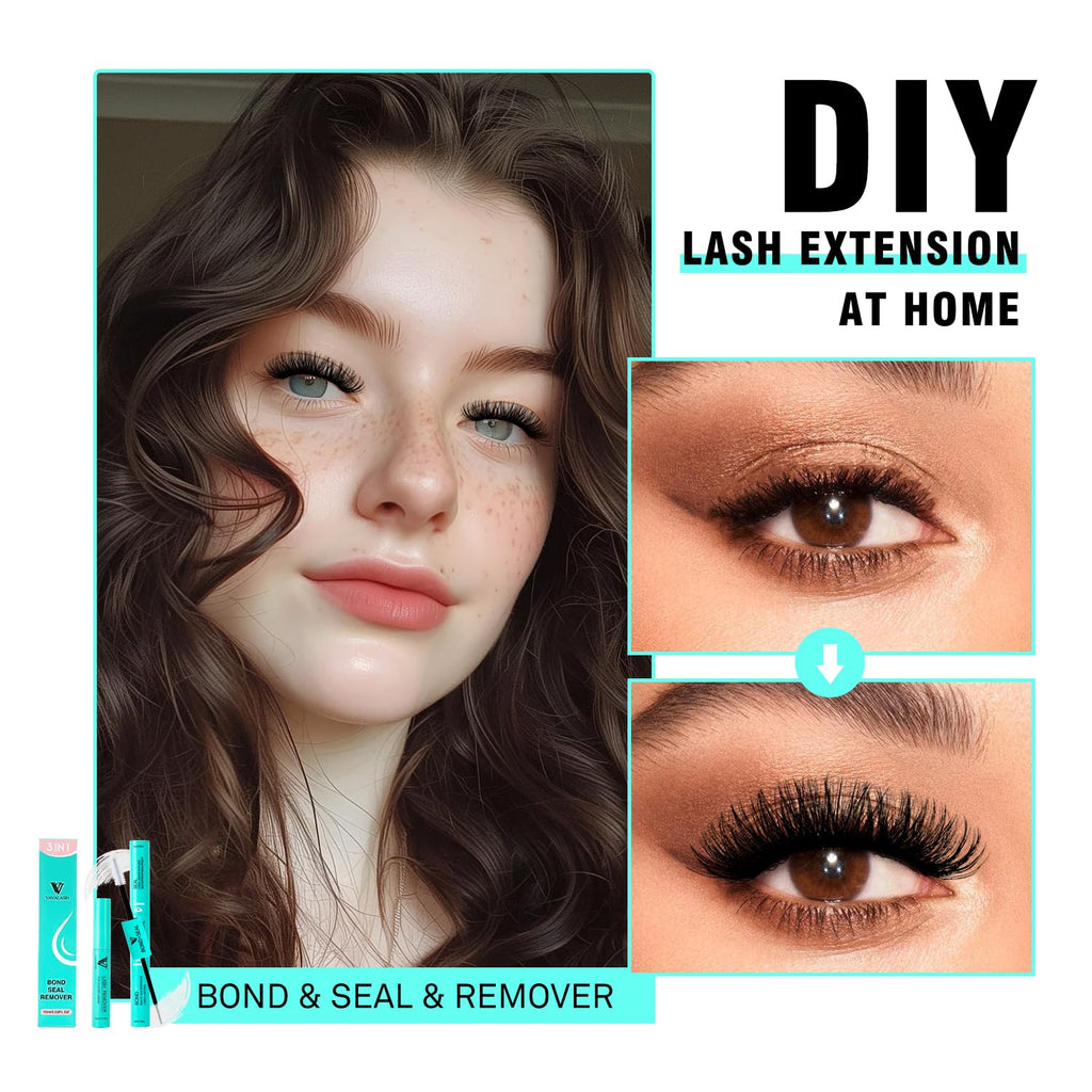 VAVALASH 3-in-1 Clear Lash Bond & Seal Glue for DIY Lashes – Waterproof, 6-7 Day Hold + Remover (White)